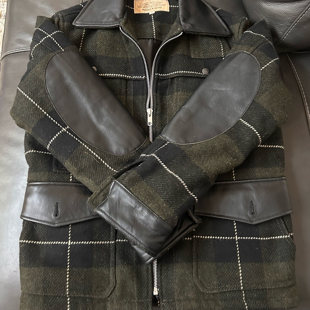 Avirex Black and Green Military Field Jacket with High Collar